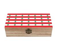 Flag of Lebanon Wooden Storage Box with Hinged Lid Vintage Keepsake Fashion Jewelry Organizer Decorative Boxes