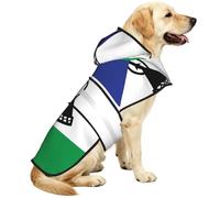 Flag of Lesotho Reflective Waterproof Dog Raincoat Jacket, Adjustable Hooded Pet Coat with Leash Hole,for Outdoor UseM