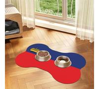 Flag of Liechtenstein Bone Shaped Absorbent Dog Feeding Mat