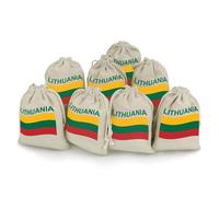 Flag of Lithuania 8Pcs Drawstring Gift Bags Reusable Hessian Bags for Wedding Favors Party Jewelry Pouches