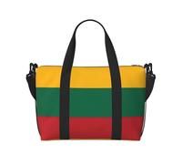 Flag of Lithuania print Travel Duffel Bag Tote Carry on Luggage Bag, Sports Gym Bag Weekender Overnight Bags, Black, One Size