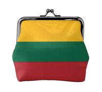 Flag of Lithuania small makeup bag for purse,kiss lock bank card storage bag retro compact multifunctional change bag, Black, One Size, Art Deco