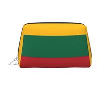 Flag of Lithuania Toiletry Cosmetics Bag, Portable Travel Cosmetic Makeup Bag,PVC Leather,with Compartments