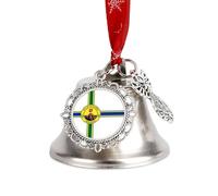 Flag of Little Rock Christmas Jingle Bells Hanging Ornament with Red Rope Pendant Souvenir for Xmas Tree Decoration Wing Bell