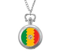 Flag of Los Angeles Vintage Pocket Watch with Chain Classic Numerals White Dial