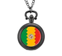 Flag of Los Angeles Vintage Pocket Watch with Chain Classic Numerals White Dial