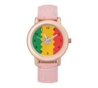 Flag of Los Angeles Women's Leather Watch Easy Reader Minimalist Wristwatch Pink Rose Gold Strap Watches