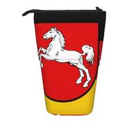 Flag of Lower Saxony Expandable Stand Pencil Pouch, Multi-Design Oxford Fabric, Adjustable Height, Multi-Use Cosmetic Bag