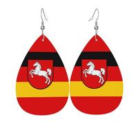 Flag of Lower Saxony Leather Earring Pairs Teardrop Faux Leather Earrings Set for Women Lightweight Leather Dangle Drop Earrings.
