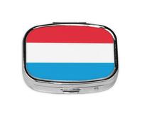 Flag of Luxembourg Square Pill Box Travel Organizer - Compact Weekly Medicine Container with for Daily Pills Organization