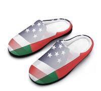 Flag of Madagascar And U.S. Cotton Slipper Anti-Skid Comfortable Cozy Plush Slippers Indoor House Closed Toe Shoes 11-12(42-43)