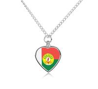 Flag of Madagascar National Emblem Ashes Necklace Dog Pet Urn Necklace Heart Cremation Jewelry with Fill Kit