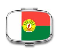Flag of Madagascar National Emblem Travel Pill Organizer with Mirror