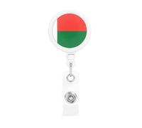 Flag of Madagascar Retractable Badge Holder is Durable Sturdy Comes with A Lanyard for Office Hospital Staff Wearing