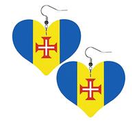 Flag Of Madeira Women Earrings Faux Leather Dangle Eardrop Drop Earring Fashion Jewellery Gift For Wife Daughter Girlfriend Christmas