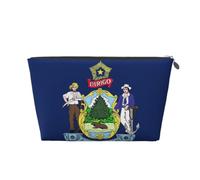 Flag of Maine Leather Travel Makeup Bag-Waterproof Cosmetic Pouch