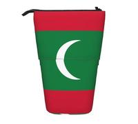 Flag of Maldives Expandable Stand Pencil Pouch, Multi-Design Oxford Fabric, Adjustable Height, Multi-Use Cosmetic Bag