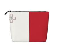 Flag of Malta Printed Fake Hemp Makeup Bag – Travel Toiletry Organizer, Daily Storage, Business Trip Essential