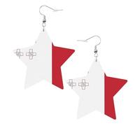 Flag of Malta Prints Leather Star-Shaped Earrings Lightweight And Stylish Accessories For Parties Dances And Everyday Life.