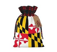 Flag Of Maryland Print Christmas Wrapping Bags Xmas Drawstring With Gift Bags Christmas Presents & Party