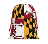Flag Of Maryland Print Drawstring Gift Bag With Pull Cord Closure For Gifting And Storage