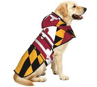Flag Of Maryland Waterproof Dog Raincoat And Rain Jacket With Hood, Reflective Strips And Adjustable Belly Strap, Fits Small To Large Dogs