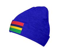 Flag of Mauritius Blue Winter Beanie for Men Women, Fleece Lined Beanie Soft Warm Knit Hat Ski Stocking Cuffed Cap