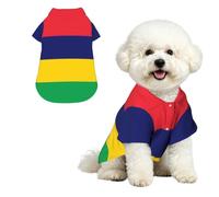 Flag of Mauritius Breathable Hawaiian Dog Shirt Summer Button Up Top for Small Medium Dogs L
