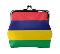 Flag of Mauritius Leather Coin Purse for Women-Small Kiss Lock Wallet, Mini Card Holder for Keys Lipstick, Cute Change Purse for Travel