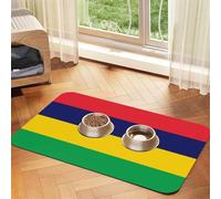 Flag of Mauritius Pet Absorbent Leather Placemat 30x45cm Beautiful Design Cat and Dog Bowl Mat Portable Storage