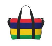 Flag of Mauritius Printed Travel Tote Bag, Large Capacity Gym Bag, Lightweight Weekend Travel Shoulder Bag, Unisex