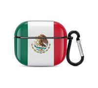 Flag of Mexico Bluetooth Earbuds Case Cover Full Body Shockproof Protection Hard Case Support Wireless Charging with Keychain Personalized Gift for AirPods 3
