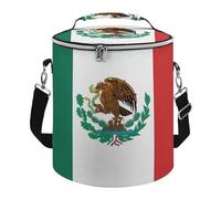Flag of Mexico Lunch Bag, 15L Portable Leakproof Picnic Basket with Shoulder Strap, Insulated Picnic Cooler Bag for Camping, Beach, Hiking & Groceries