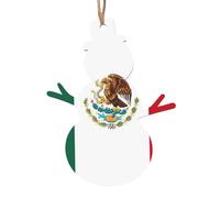 Flag Of Mexico Print 6pcs Christmas Tree Hanging Decor, Wooden Angel Bell Tree Snowman Shapes For Xmas Setup