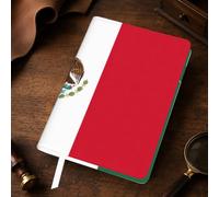 Flag of Mexico Print A5 Leather Journal Cover,Refillable Genuine Leather Journal Notebook Cover