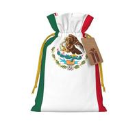 Flag Of Mexico Print Christmas Drawstring Present Bag, Reusable Holiday Goodie Bag For Presents