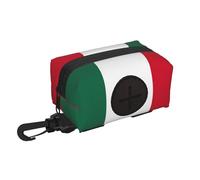 Flag of Mexico print Dog Poop Bag Holder Doggie Waste Bag Dispenser Small Doggy Zipper Pouch with Carabiner Clip