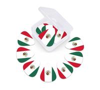 Flag of Mexico print Guitar Picks 12 Pack, Mixed (0.46-0.96mm) with Storage Case for Guitar,ukulele