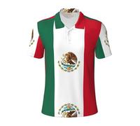 Flag of Mexico Print Polo Shirts Short Sleeve,Stylish Comfortable Polo T-Shirts,for Golf and Casual Wear Black