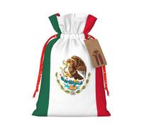 Flag Of Mexico Printing 4.7x6.9 Inch Christmas Bag Drawstring Closure,For Christmas Anniversaries Birthdays