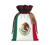 Flag Of Mexico Printing 4.7x6.9 Inch Christmas Bag Drawstring Closure,For Christmas Anniversaries Birthdays,Holds Gifts