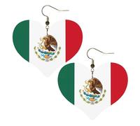Flag of Mexico Prints Stylish Heart-Shaped Earrings Lightweight Women'S Accessories Perfect For Parties And Valentine'S Day.