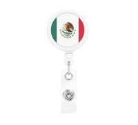 Flag of Mexico Retractable Badge Holder Convenient and Durable for Offices Schools and Hospitals Use