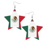 Flag of Mexico Star Shape Earrings, Modern Dangle Earrings, Women's Statement Jewelry for Office Daily