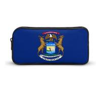 Flag of Michigan Pencil Case Pen Box Stationery Bag Makeup Organizer Multifunctional Pouch Holder