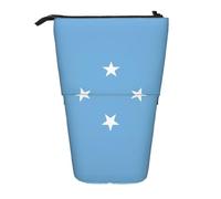 Flag of Micronesia Expandable Stand Pencil Pouch, Multi-Design Oxford Fabric, Adjustable Height, Multi-Use Cosmetic Bag