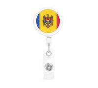 Flag of Moldova Printing Retractable Badge Holder. with Clip and Keyring The Maximum Retractable Length is Approximately 55cm, with a 360° Rotating clamp.