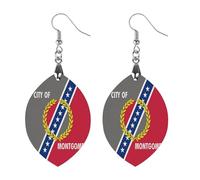 Flag of Mon1tgomery, Alabama Lightweight Boho Dangle Earrings Wooden Earring Drop Charms Jewelry Gifts for Women Circular