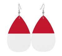 Flag Of Monaco Leather Earring For Women Teardrop Dangle Printed Fashion Accessories Daily Wear Party