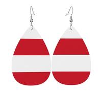 Flag of Monaco Leather Earring Pairs Teardrop Faux Leather Earrings Set for Women Lightweight Leather Dangle Drop Earrings.
